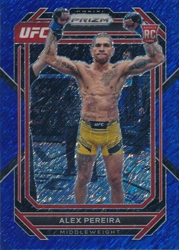 Alex Pereira 2023 Prizm UFC #111 Blue Shimmer /10 Rookie PSA 10