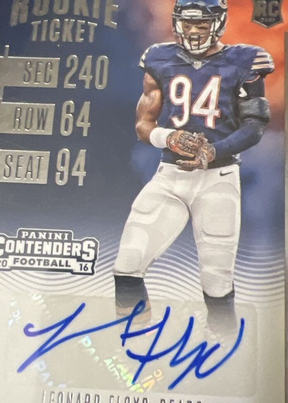 Leonard Floyd 2016 Contenders #206 Rookie Ticket Auto PSA 10