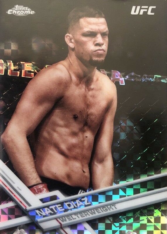 Nate Diaz 2017 Topps Chrome UFC #55 X-Fractor PSA 9