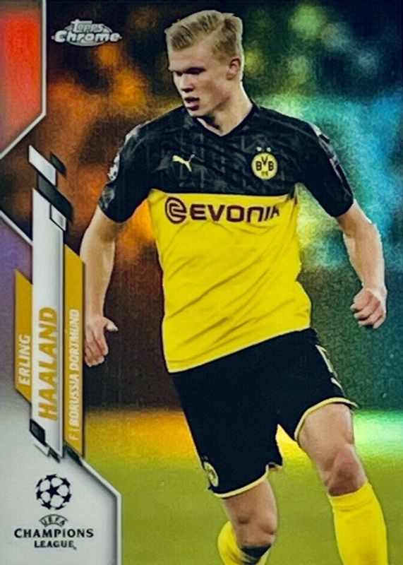 Erling Haaland 2019 Topps Chrome UEFA Champions League #74 Refractor Rookie SGC 8