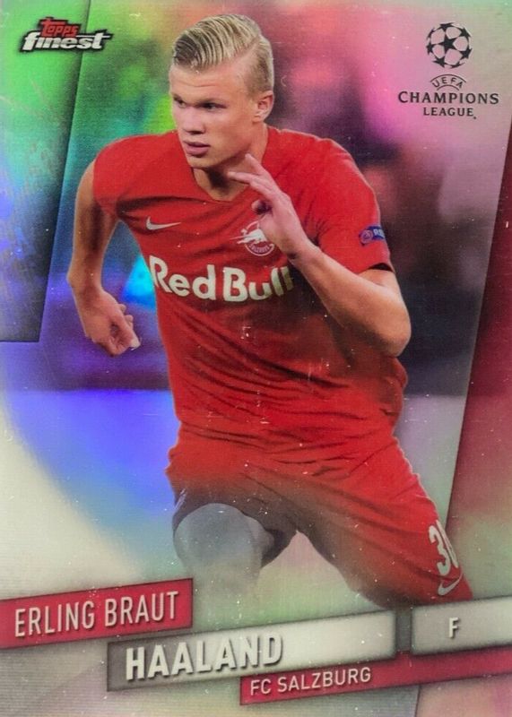 Erling Haaland 2019 Topps Finest UEFA Champions League #91 Refractor Rookie PSA 9