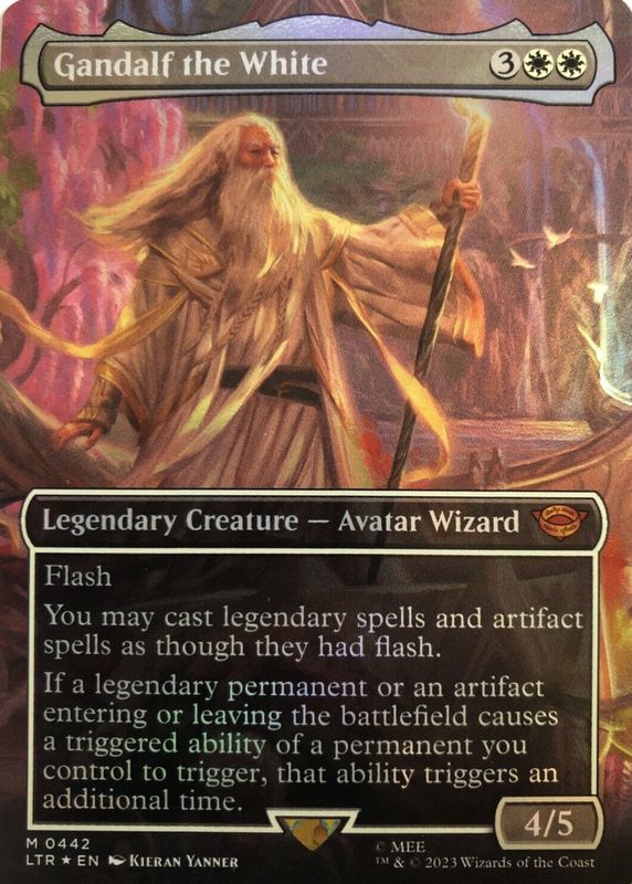 Gandalf the White 2023 The Lord of the Rings: Tales of Middle-Earth #442 Foil Borderless RAW TCG (LIGHTLY PLAYED)