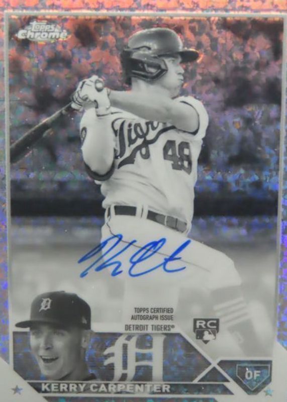 Kerry Carpenter 2023 Topps Chrome #RA-KCA Rookie Autographs - Black & White Mini-Diamond Refractor RAW