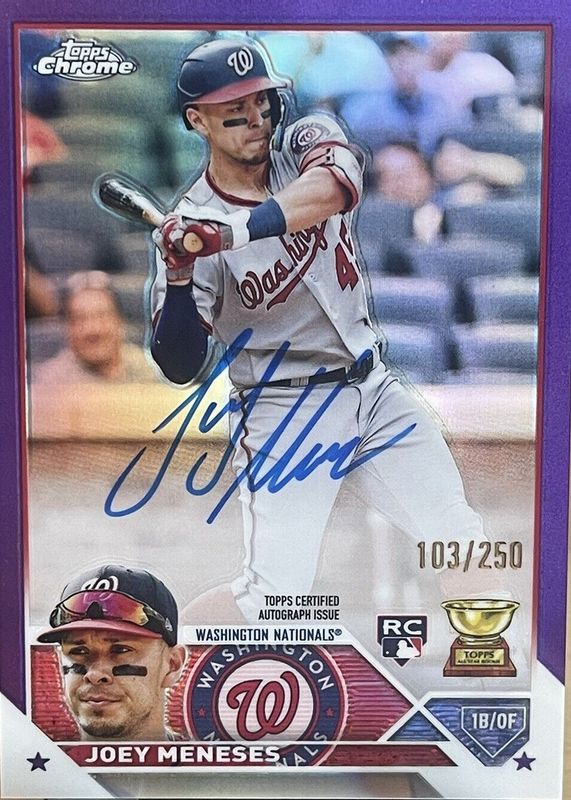 Joey Meneses 2023 Topps Chrome #RA-JM Rookie Autographs - Purple Refractor /250 RAW