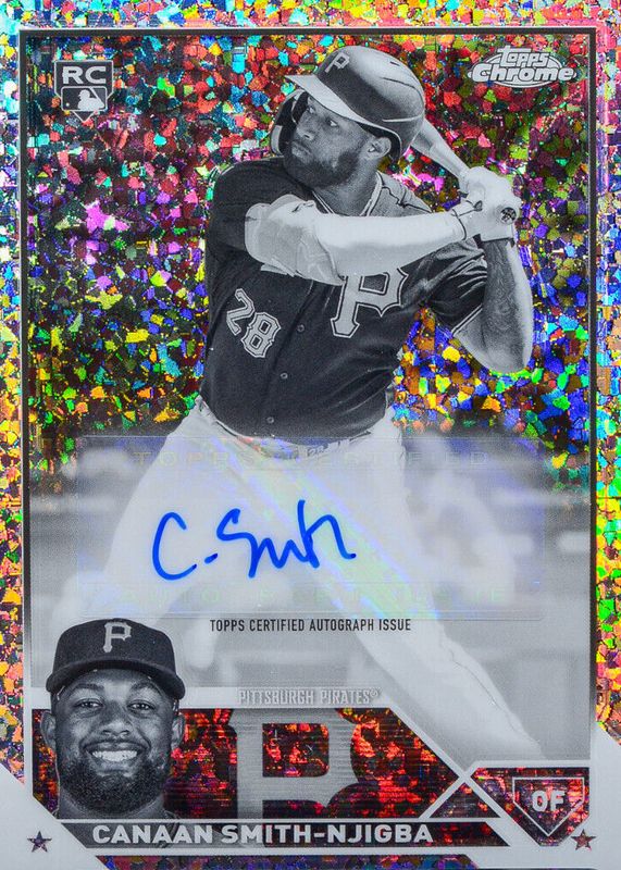 Canaan Smith-Njigba 2023 Topps Chrome #RA-CSN Rookie Autographs - Black & White Mini-Diamond Refractor RAW