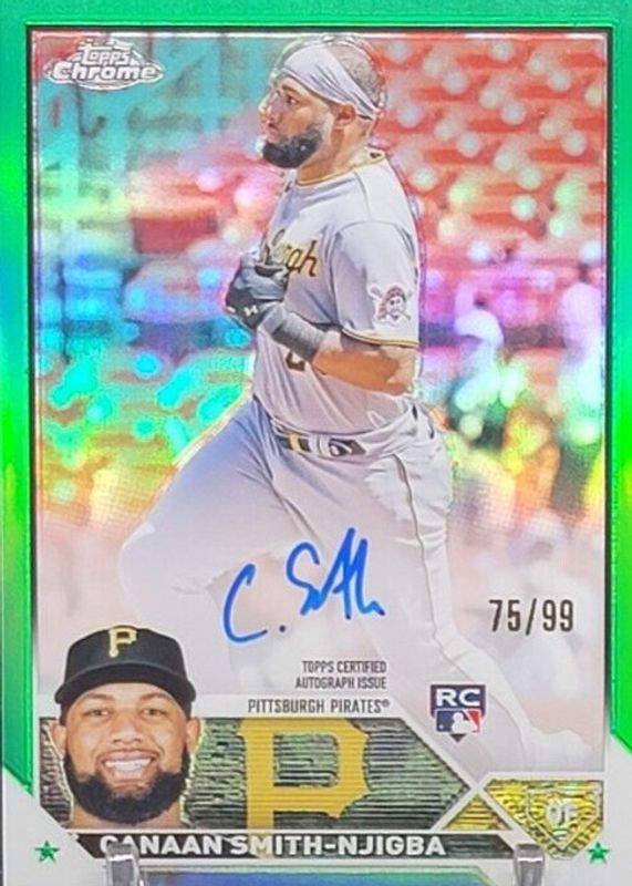 Canaan Smith-Njigba 2023 Topps Chrome #RA-CSN Rookie Autographs - Green Refractor /99 RAW