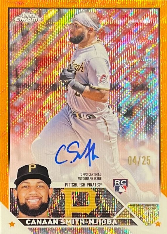 Canaan Smith-Njigba 2023 Topps Chrome #RA-CSN Rookie Autographs - Orange Wave Refractor /25 RAW