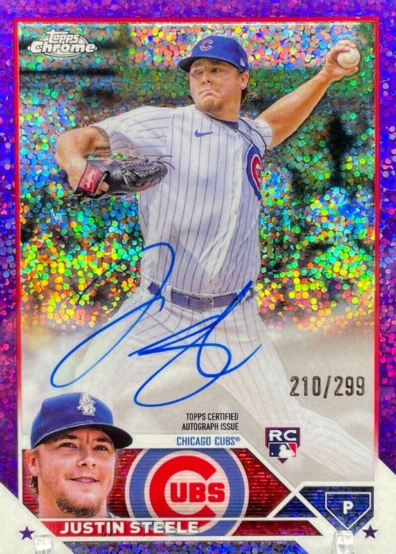 Justin Steele 2023 Topps Chrome #RA-JST Rookie Autographs - Purple 