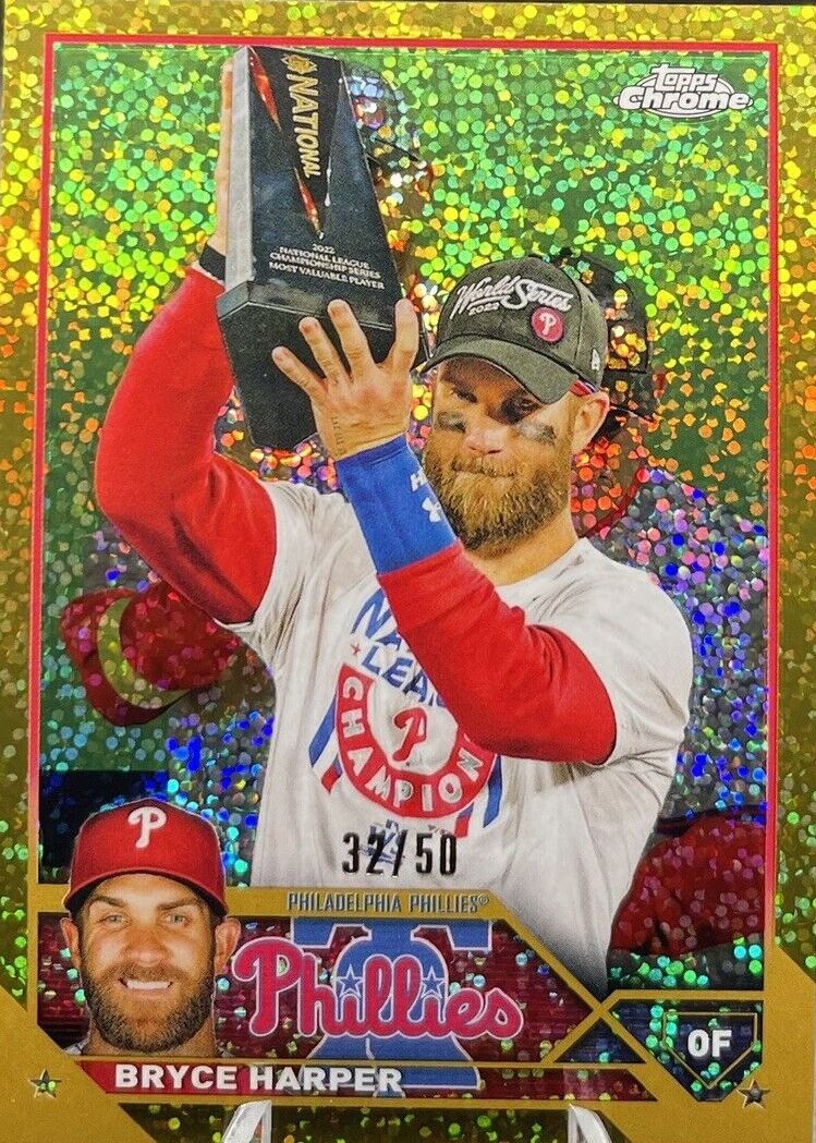 Bryce Harper 2023 Topps Chrome #3 SP Variation - Gold Speckle