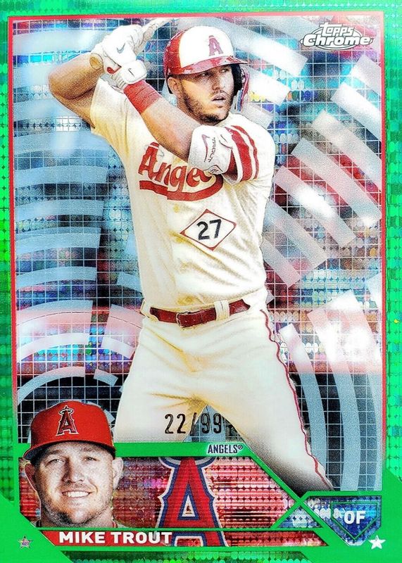 Mike Trout 2023 Topps Chrome #27 Green Sonar Refractor /99 BGS 10 PRISTINE