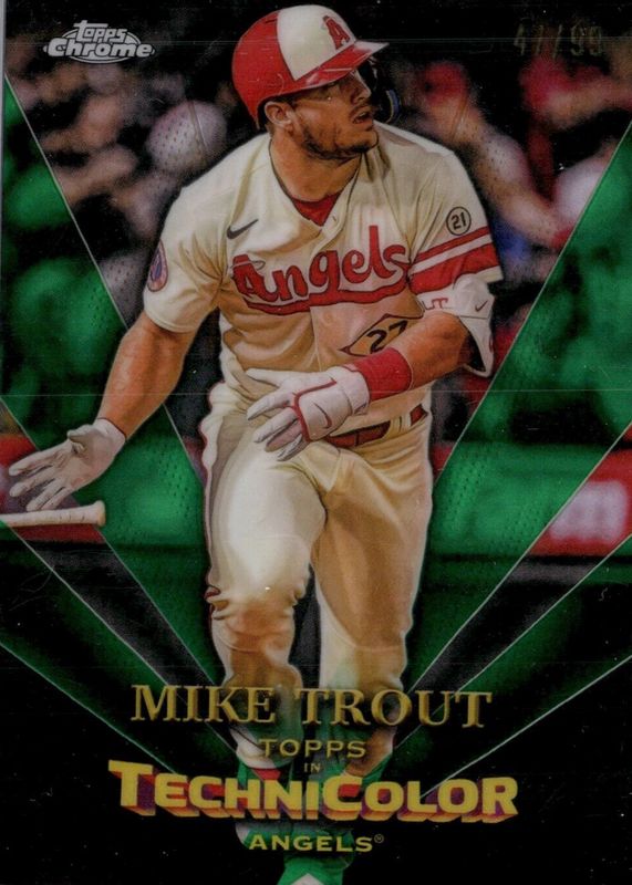 Mike Trout 2023 Topps Chrome #TT-1 Topps in Technicolor - Green Refractor /99 PSA 10