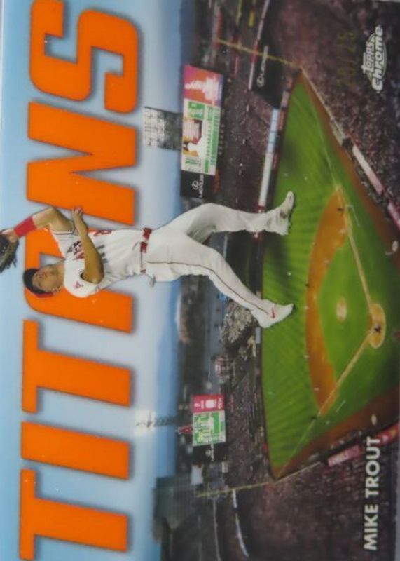 Mike Trout 2023 Topps Chrome #CT-3 Topps Chrome Titans - Orange Refractor /25 RAW