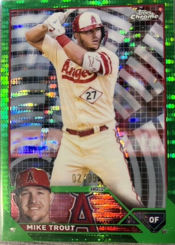 Mike Trout 2023 Topps Chrome #27 Green Refractor /99 SGC 9.5