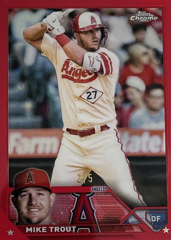 Mike Trout 2023 Topps Chrome #27 Red Refractor /5 PSA 10