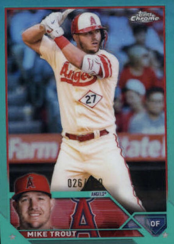 Mike Trout 2023 Topps Chrome #27 Aqua Refractor /199 PSA 10