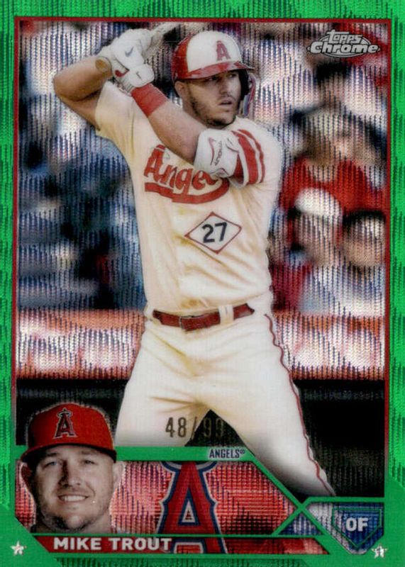 Mike Trout 2023 Topps Chrome #27 Green Wave Refractor /99 PSA 10