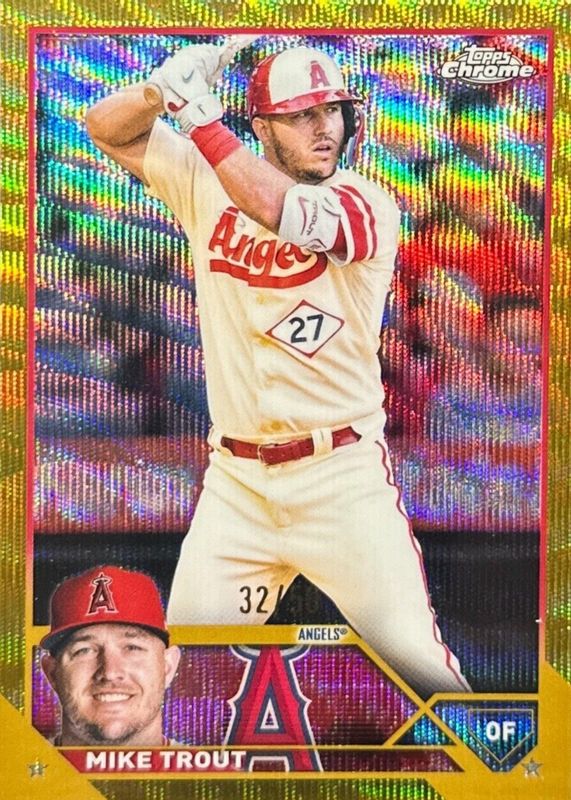 Mike Trout 2023 Topps Chrome #27 Gold Wave Refractor /50 PSA 9