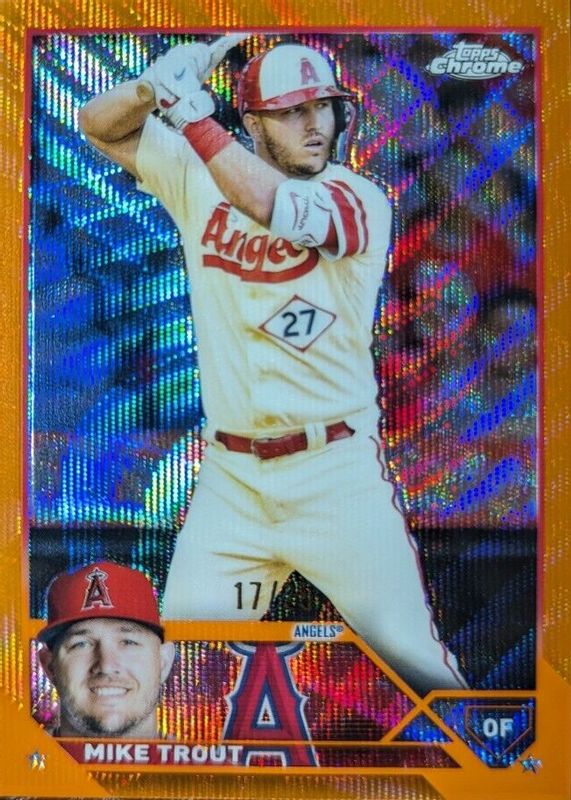 Mike Trout 2023 Topps Chrome #27 Orange Wave Refractor /25 PSA 10