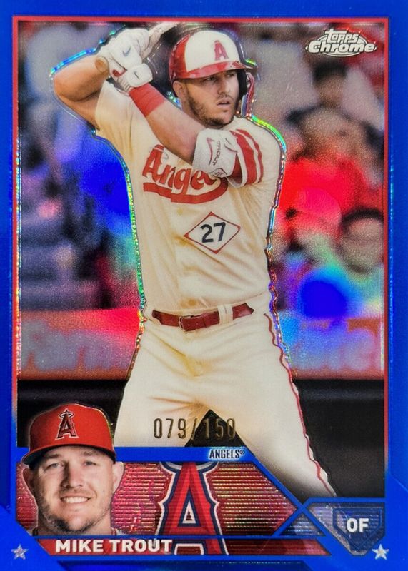 Mike Trout 2023 Topps Chrome #27 Blue Refractor /150 RAW