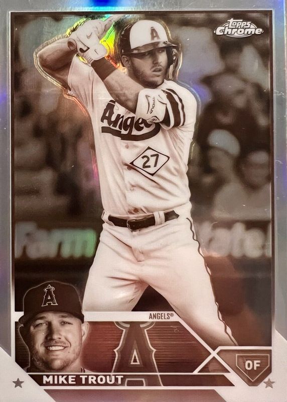 Mike Trout 2023 Topps Chrome #27 Sepia Refractor RAW