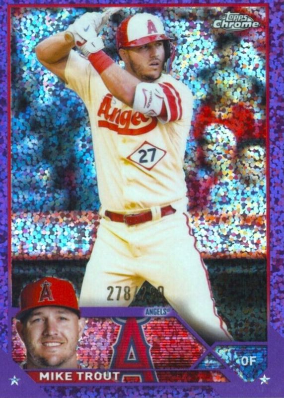 Mike Trout 2023 Topps Chrome #27 Purple Speckle Refractor /299 PSA 9