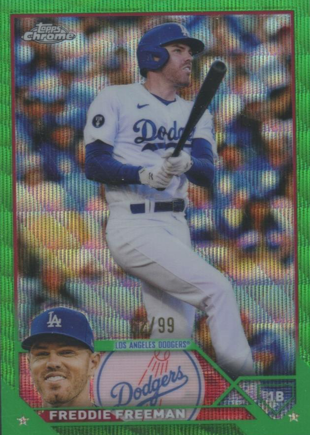 Freddie Freeman 2023 Topps Chrome #5 Green Wave Refractor /99