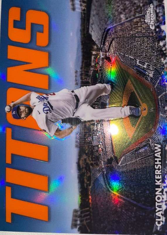 Clayton Kershaw 2023 Topps Chrome #CT-1 Topps Chrome Titans - Orange Refractor /25 RAW