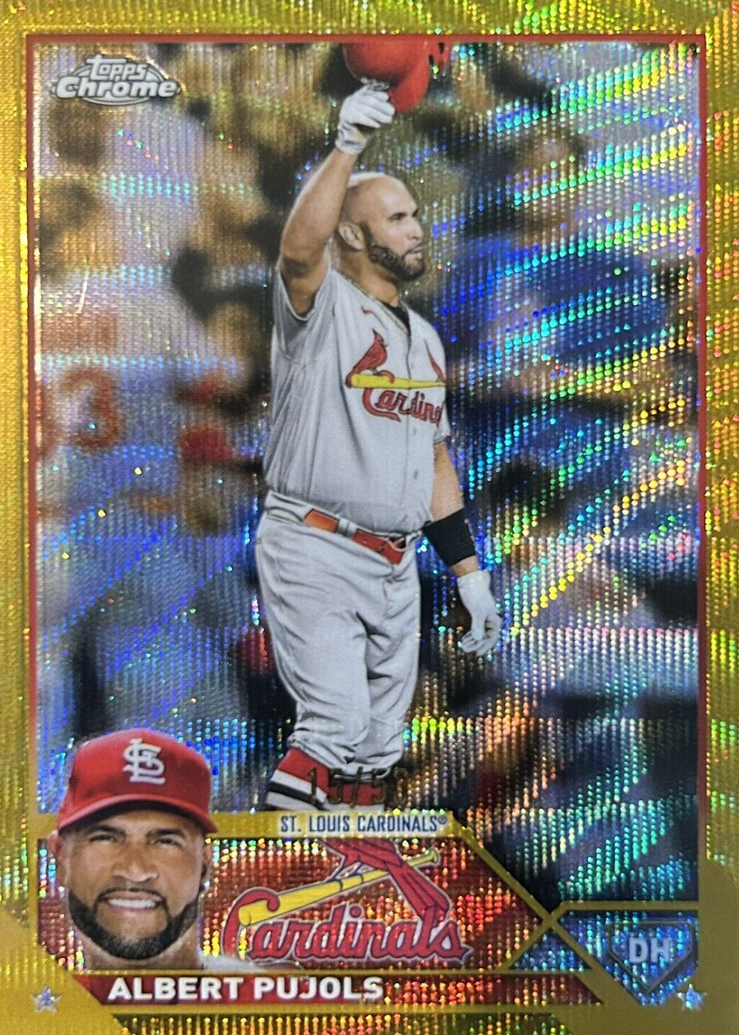 Albert Pujols 2023 Topps Chrome #143 Gold Wave Refractor /50