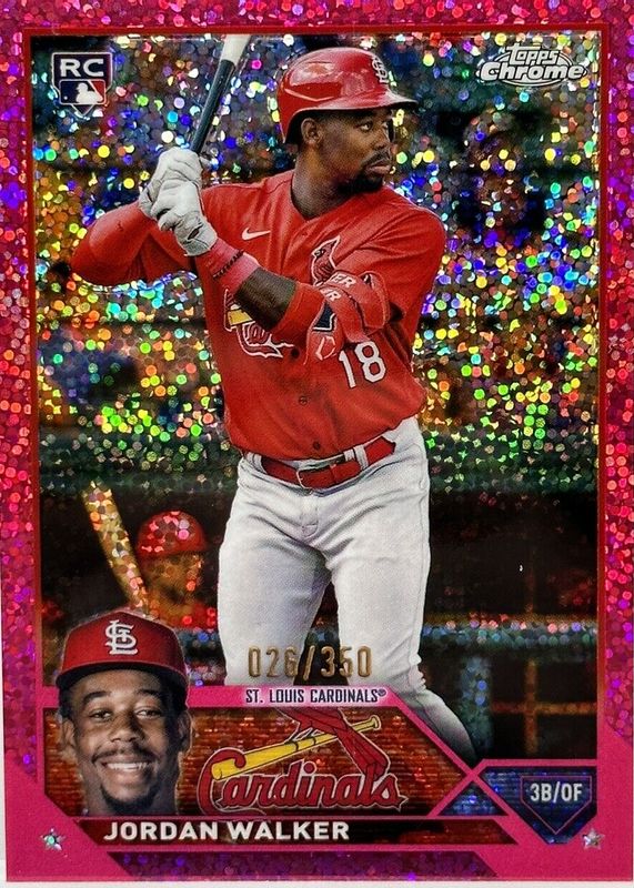 Jordan Walker 2023 Topps Chrome #209 Magenta Speckle Refractor /350 Rookie PSA 9