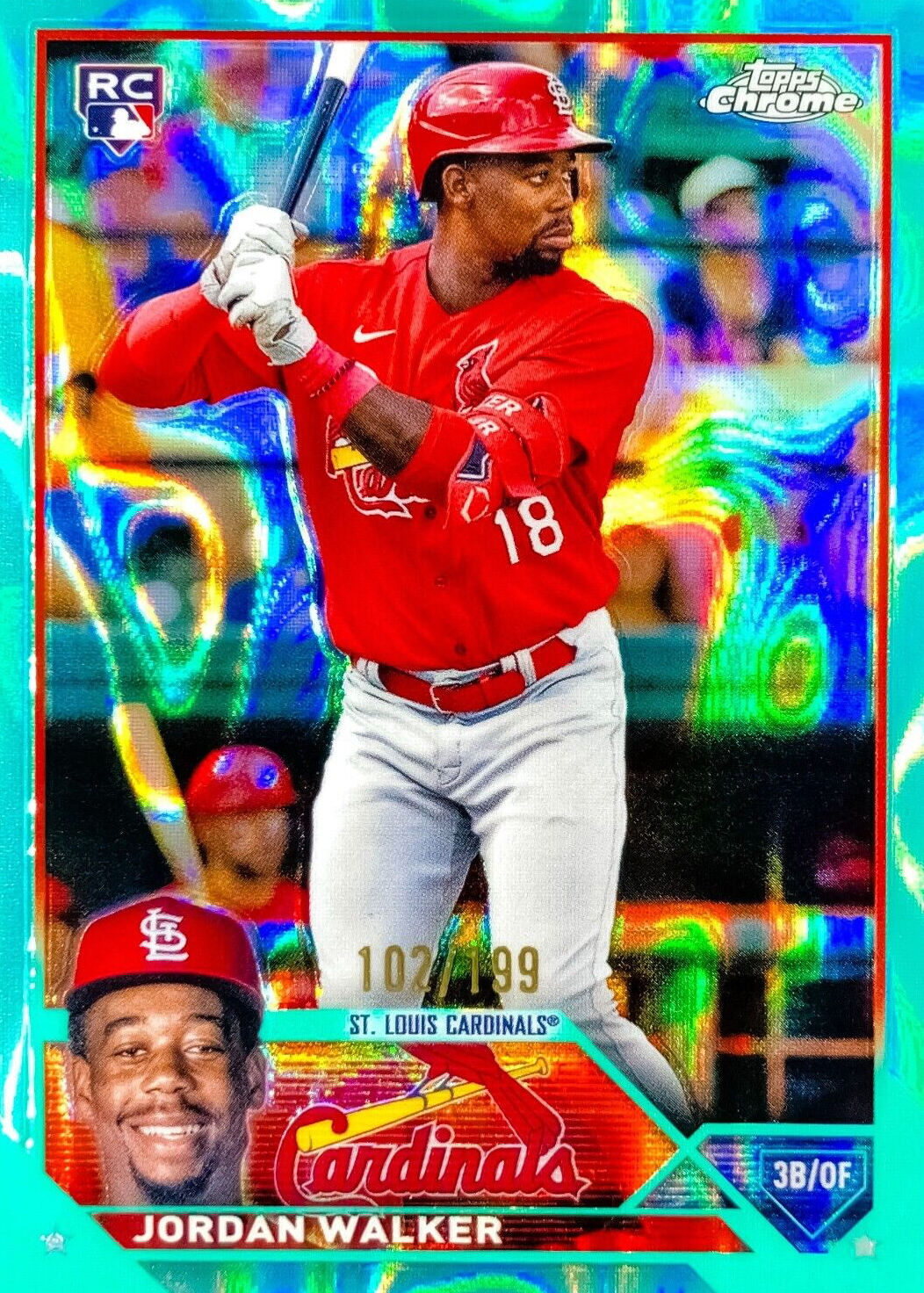 Jordan Walker 2023 Topps Chrome #209 Aqua Lava Refractor /199