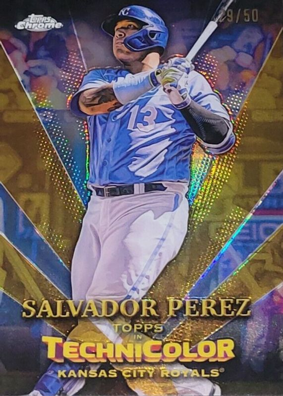 Salvador Perez 2023 Topps Chrome #TT-8 Topps in Technicolor - Gold Refractor /50 PSA 9