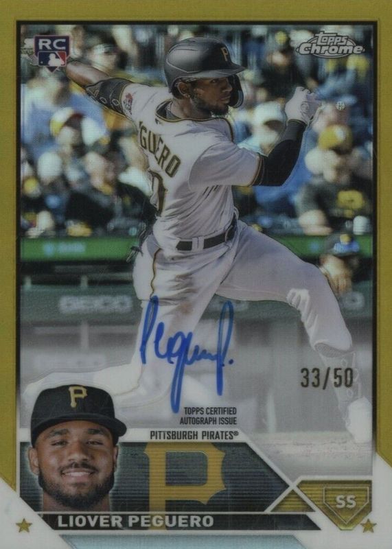 Liover Peguero 2023 Topps Chrome #RA-LP Rookie Autographs - Gold Refractor /50 SGC 9.5