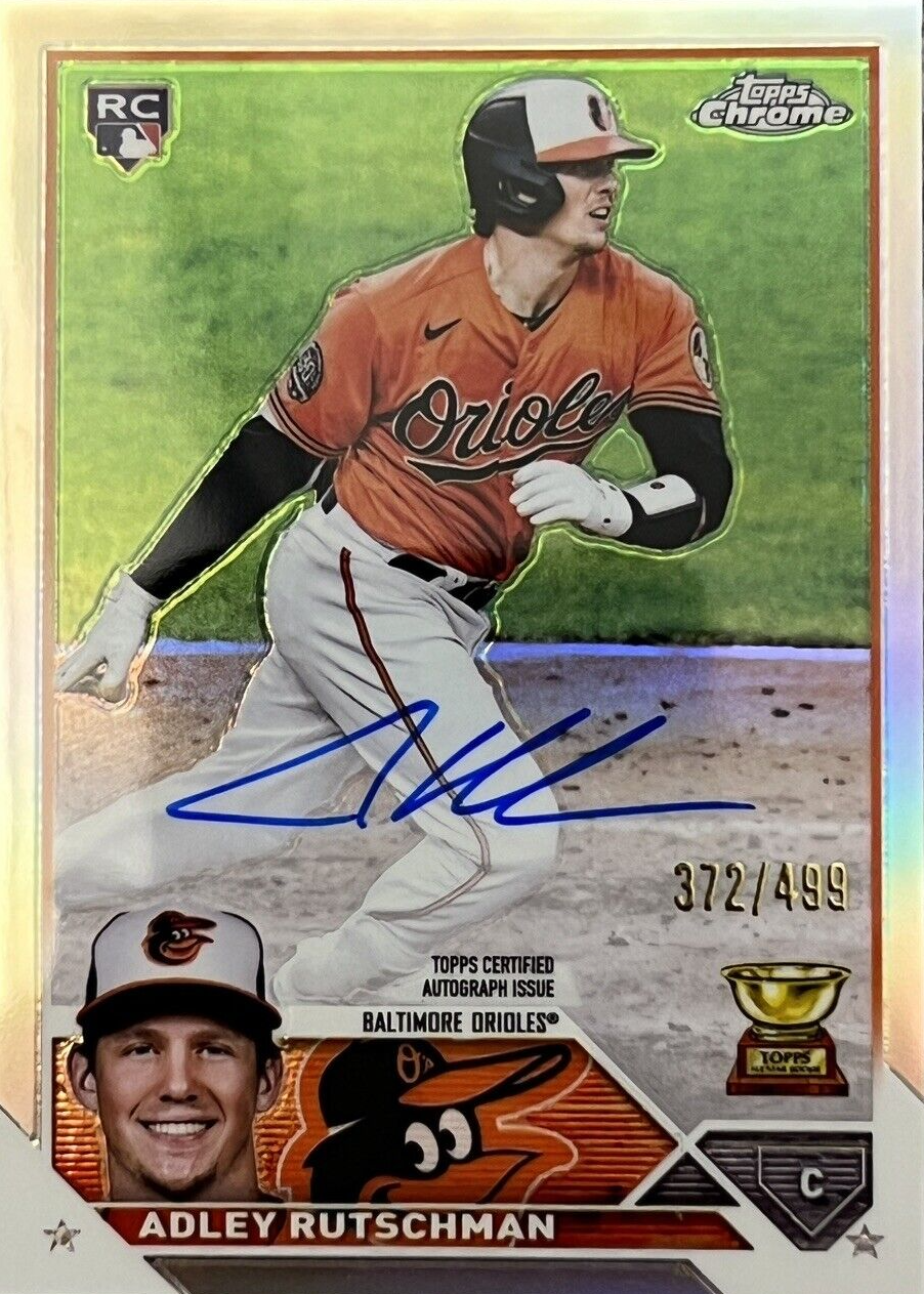 Adley Rutschman 2023 Topps Chrome #RA-AR Rookie Autographs - Refractor /499  Price Guide - Sports Card Investor