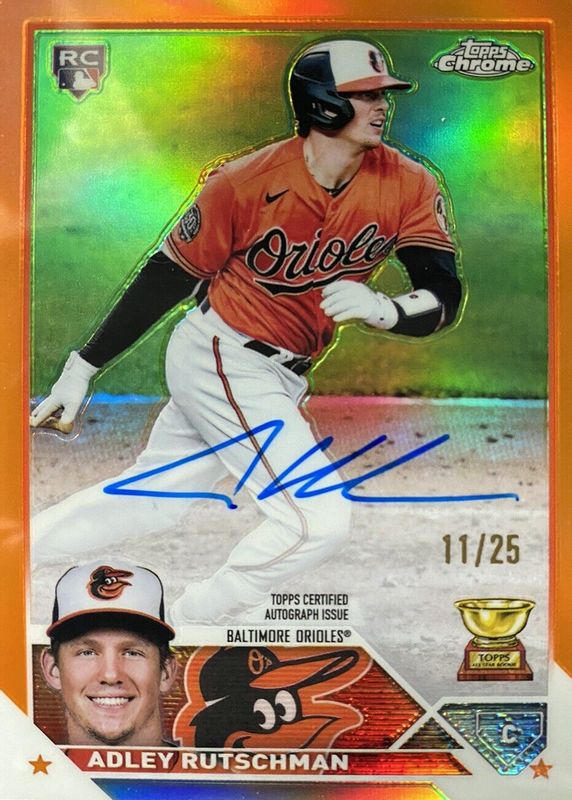 Adley Rutschman 2023 Topps Chrome #RA-AR Rookie Autographs - Orange Refractor /25 Rookie RAW