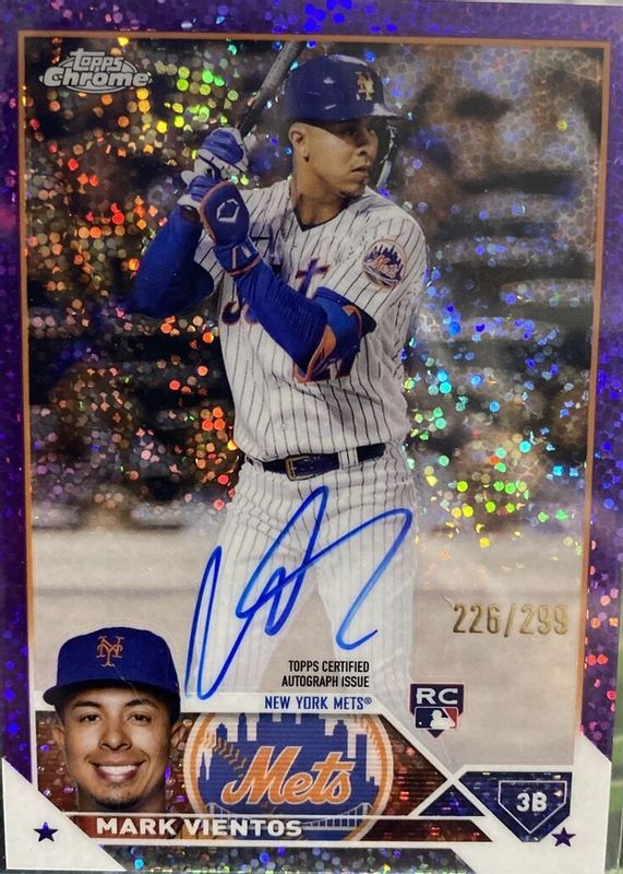 Mark Vientos 2023 Topps Chrome #RA-MV Rookie Autographs - Purple Speckle Refractor /299 Rookie PSA 10