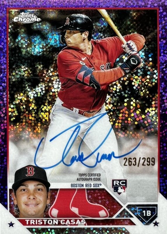 Triston Casas 2023 Topps Chrome #RA-TC Rookie Autographs - Purple Speckle Refractor /299 Rookie RAW