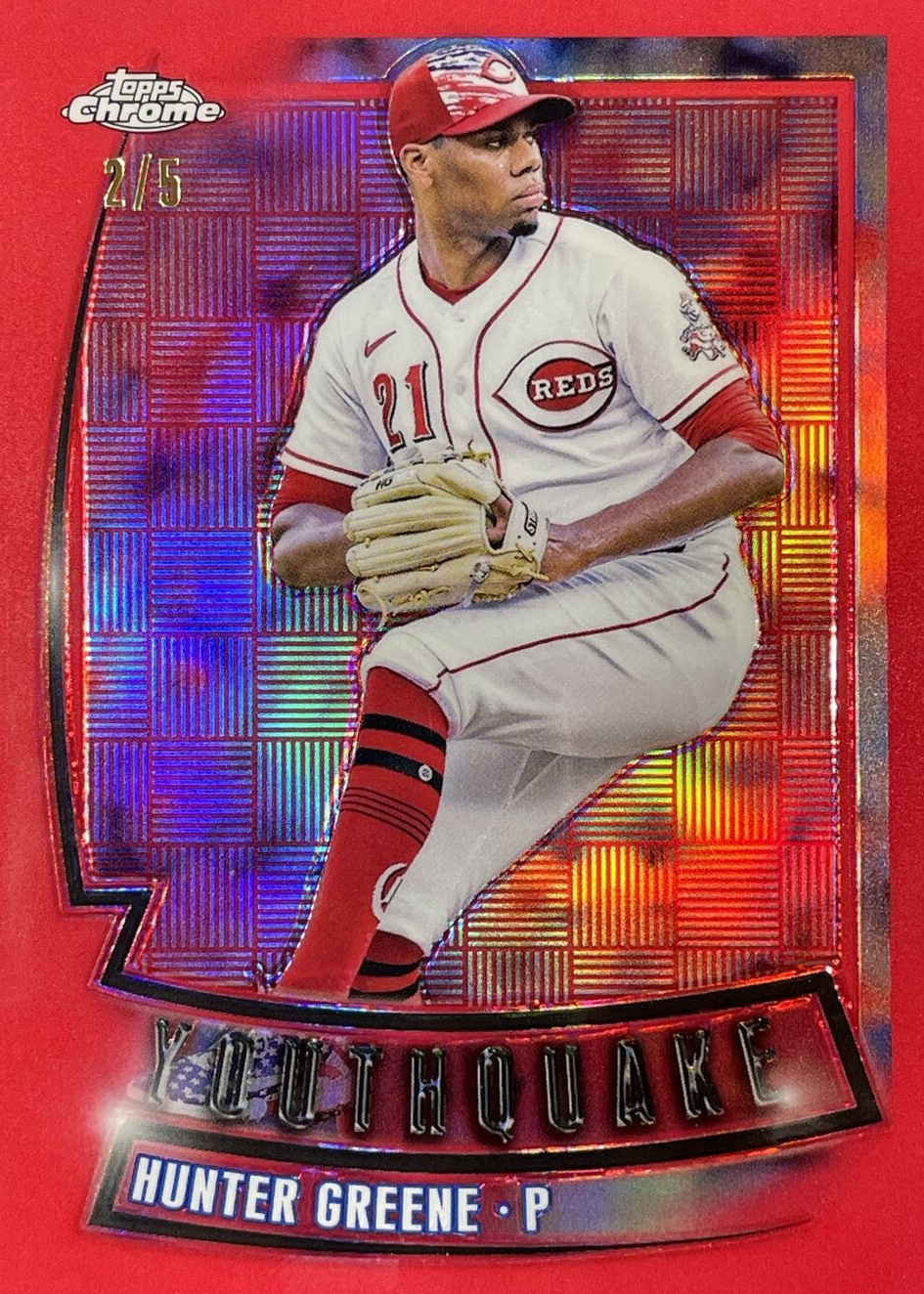 Hunter Greene 2023 Topps Chrome #YQ-8 Youthquake - Red Refractor