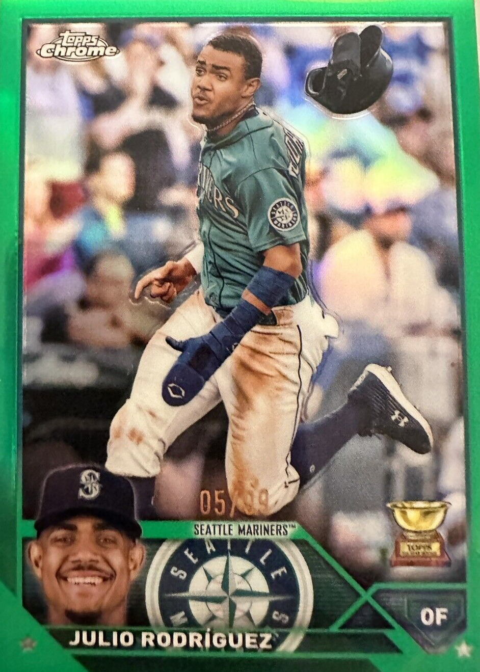 Julio Rodriguez 2023 Topps Chrome #200 Green Refractor /99 Price