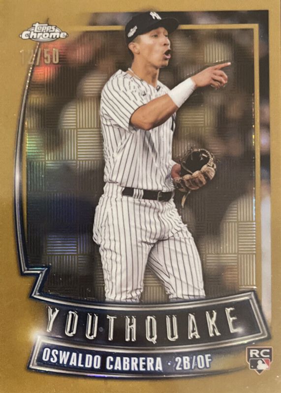 Oswaldo Cabrera 2023 Topps Chrome #YQ-36 Youthquake - Gold Refractor /50 Rookie RAW