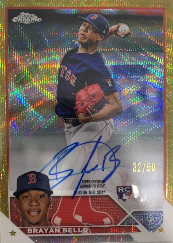 Brayan Bello 2023 Topps Chrome #RA-BB Rookie Autographs - Gold Wave Refractor /50 PSA 10