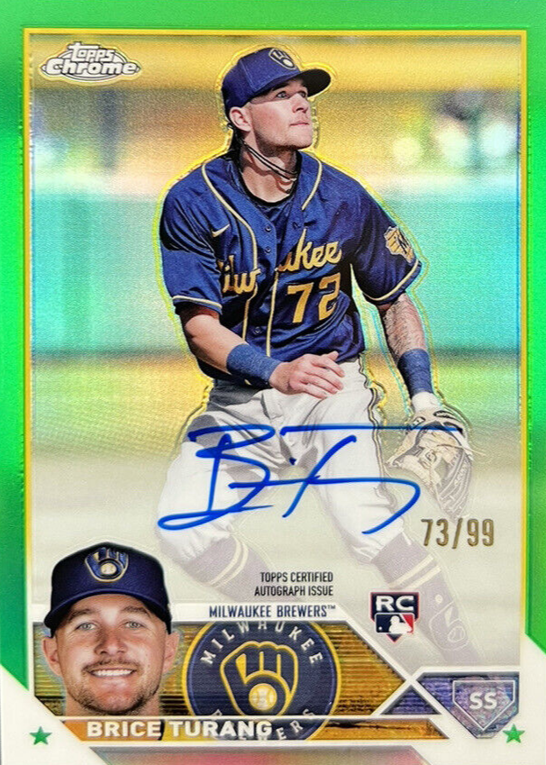Brice Turang 2023 Topps Chrome #RA-BT Rookie Autographs - Green