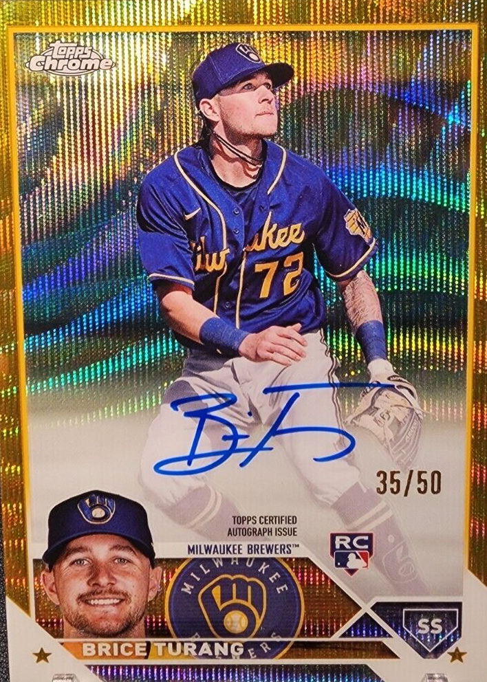 Brice Turang 2023 Topps Chrome #RA-BT Rookie Autographs - Gold