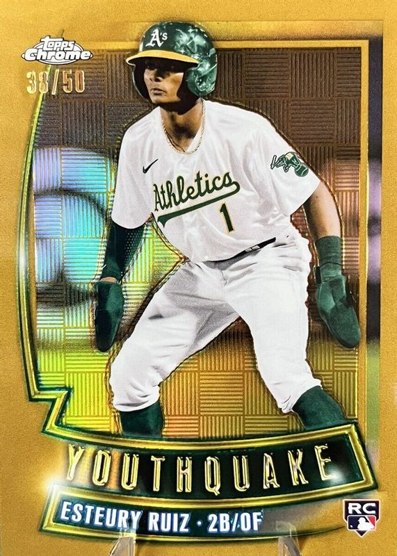 Esteury Ruiz 2023 Topps Chrome #YQ-40 Youthquake - Gold Refractor /50 Rookie PSA 10