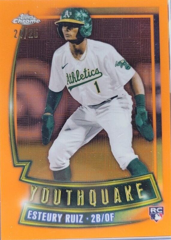 Esteury Ruiz 2023 Topps Chrome #YQ-40 Youthquake - Orange Refractor /25 Rookie SGC 10