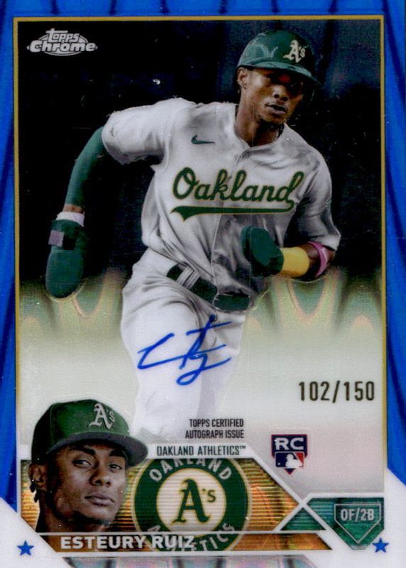 Esteury Ruiz 2023 Topps Chrome #RA-ERU Rookie Autographs - Blue RayWave Refractor /150 Rookie SGC 10