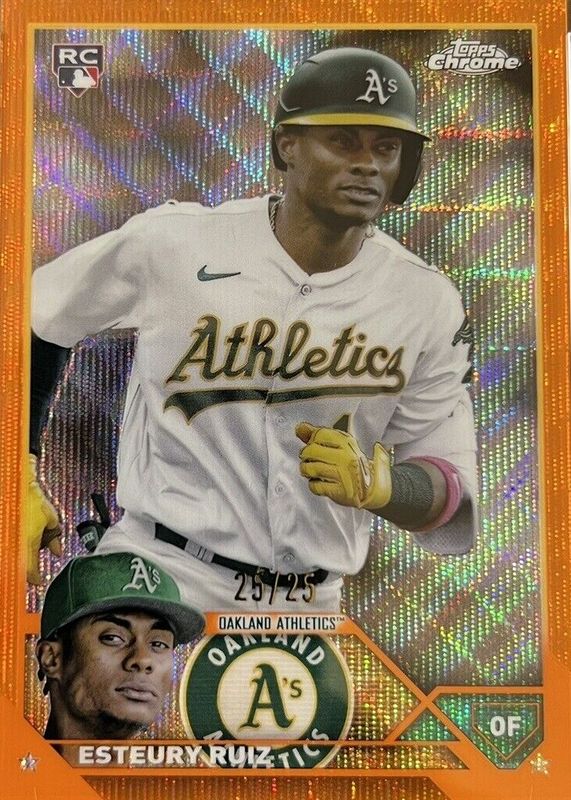 Esteury Ruiz 2023 Topps Chrome #99 Orange Wave Refractor /25 Rookie RAW