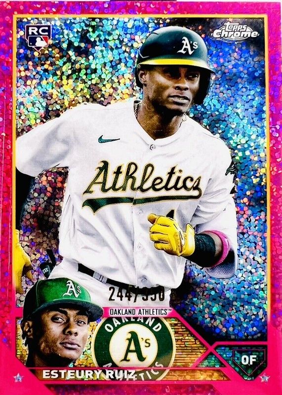 Esteury Ruiz 2023 Topps Chrome #99 Magenta Speckle Refractor /350 Rookie PSA 10