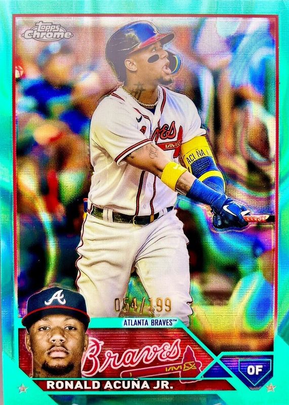 Ronald Acuna Jr. 2023 Topps Chrome #39 Aqua Lava Refractor /199 PSA 10