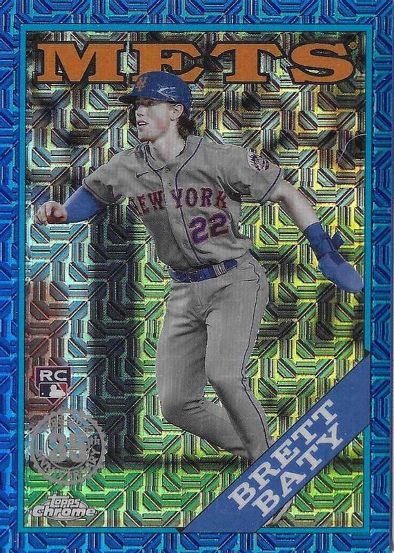 Brett Baty 2023 Topps Silver Pack #T88C-14 1988 Chrome Promo - Blue Refractor (Series 1) /150 Rookie SGC 9