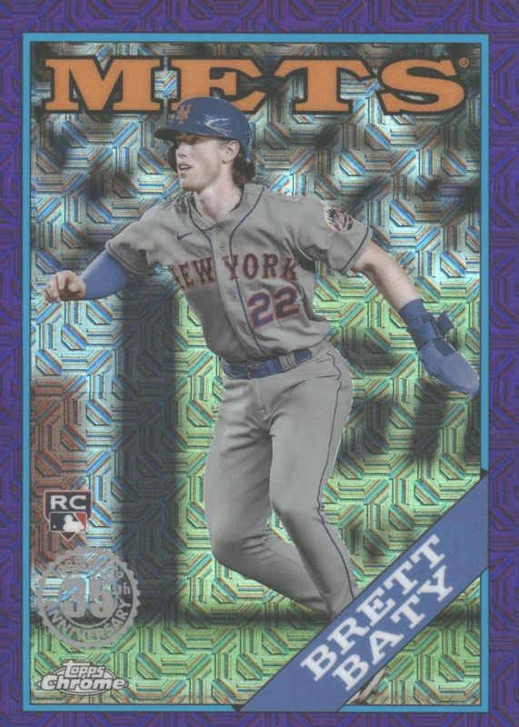 Brett Baty 2023 Topps Silver Pack #T88C-14 1988 Chrome Promo - Purple Refractor (Series 1) /75 Rookie BGS 9.5